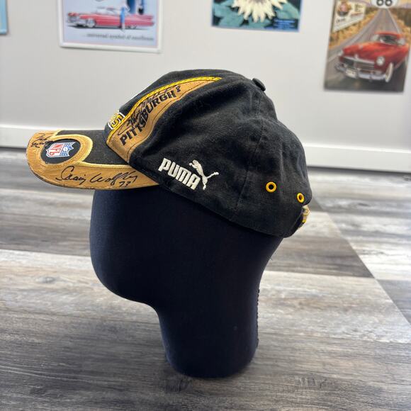 Vintage Puma NFL Pro Line Pittsburgh Steelers Black Brown Men One Size - Picture 2 of 9